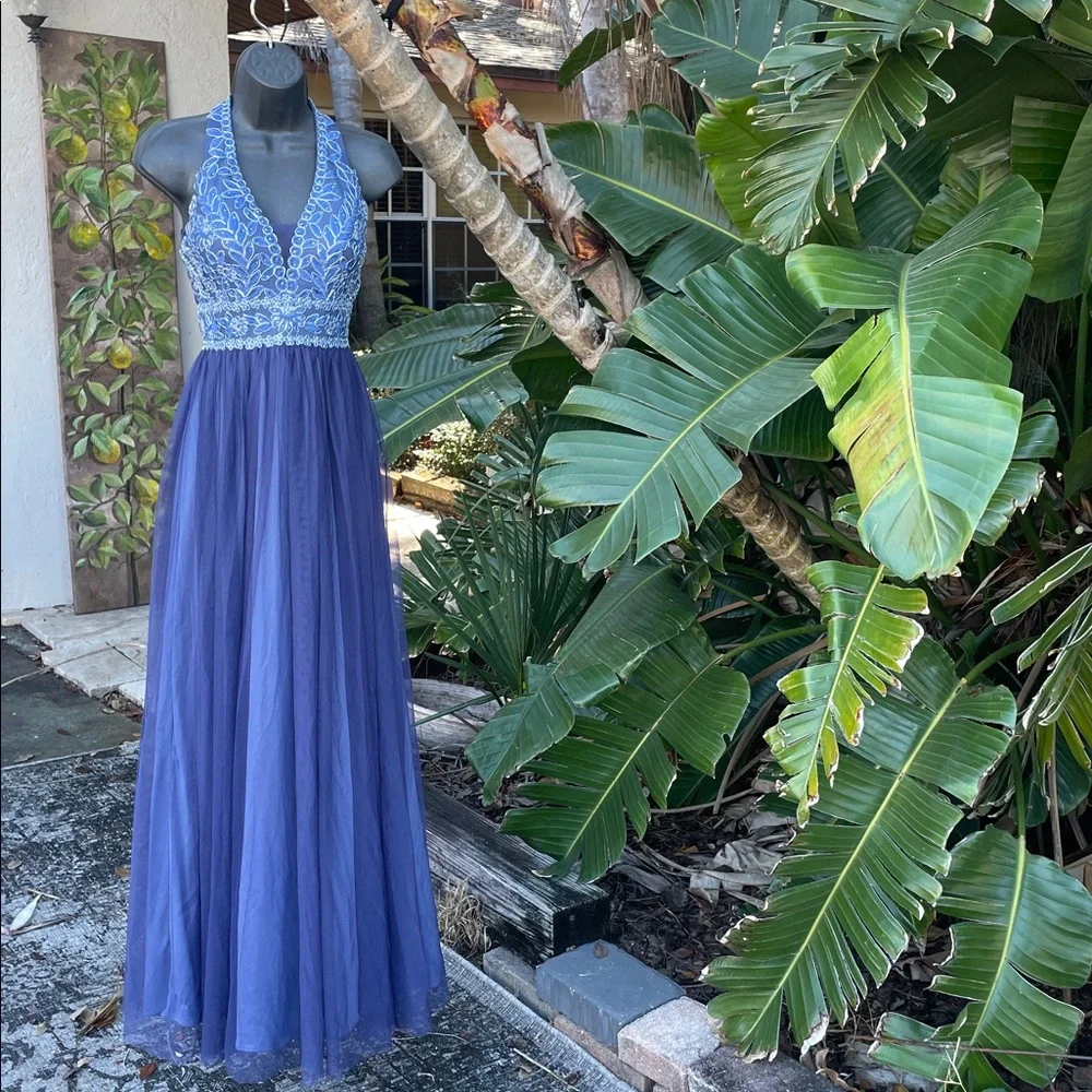 embroidered beaded tulle princess prom dress